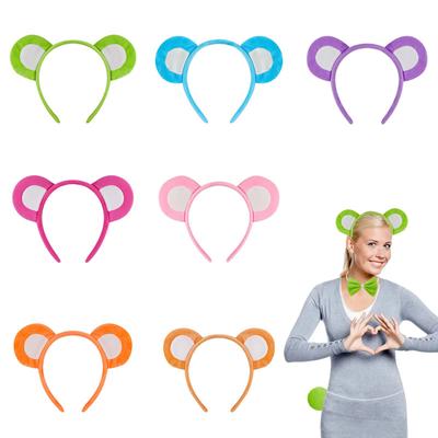 Повязка на голову с мультяшными ушками медведя, бантами, мини-юбкой, модный мягкий тканевый аксессуар для волос для женщин и детей