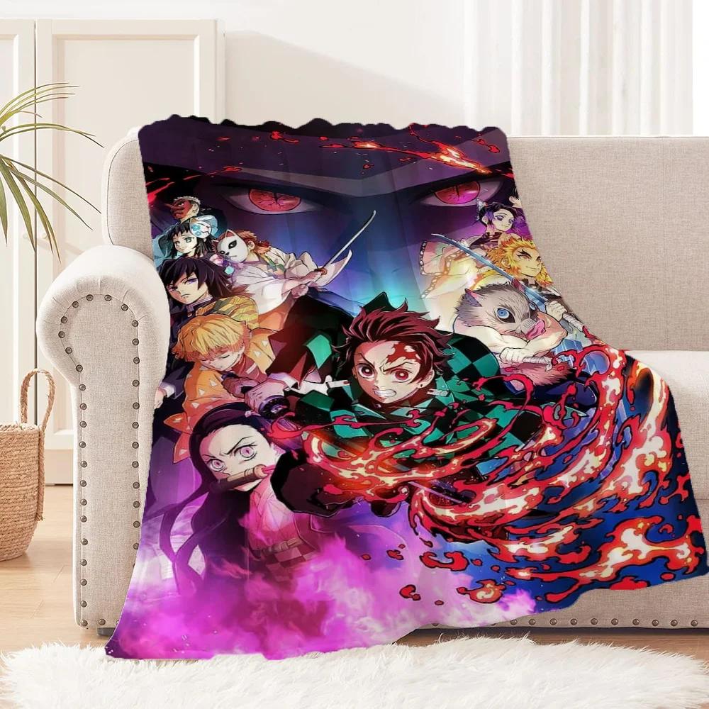 Плед для дивана Роскошные пледы с персонажами D-Demon Slayer Пушистый клетчатый Большой плед Кинг-сайз Кобья Домашний интерьер