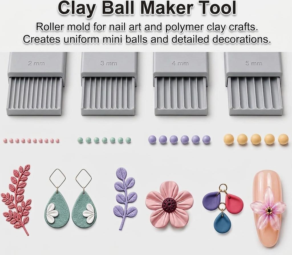 Professional Clay Ball Maker Tool Miniature Roller Mold for Nail Art Jewelry Pendants Polymer Clay DIY Crafting Supplies