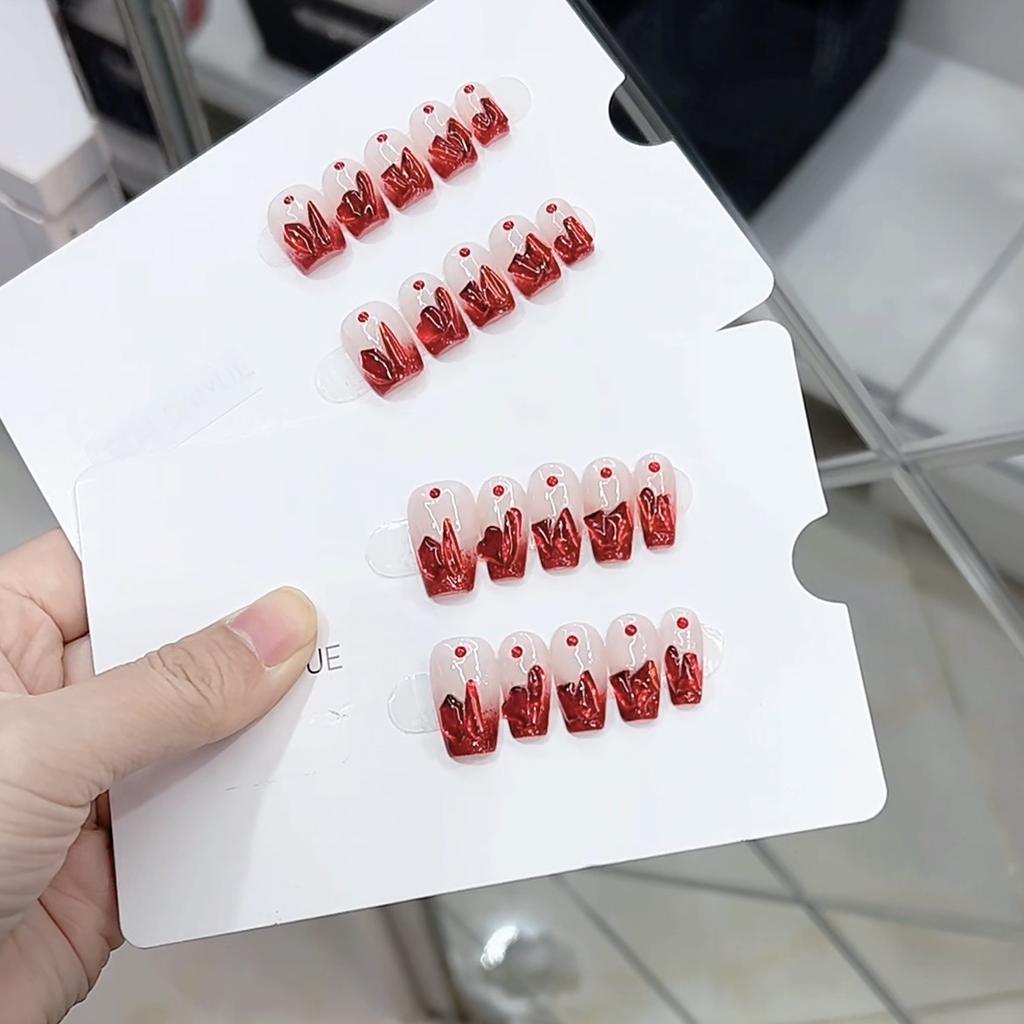 Чистый ручной работы фототерапевтический носимый ноготь красный специальной формы сверло носимый ноготь готовое изделие многоразовый нейл-арт
