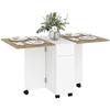 Foldable Dining Table For 6 People Rolling Kitchen Table With 2 Drawers 2 Cupboards 140x76x74cm White
