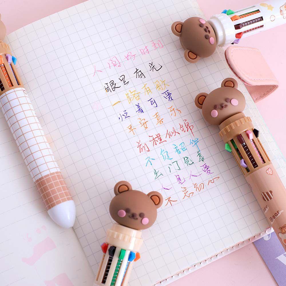 Office Supplies Stationery Student Writing Pens Cartoon Bear Ballpoint Pen Ten Color Ball Pen