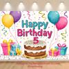 Двумерный Плоский Фон С Днем Рождения для 5-летнего Ребенка, Фон в Акварельном Стиле