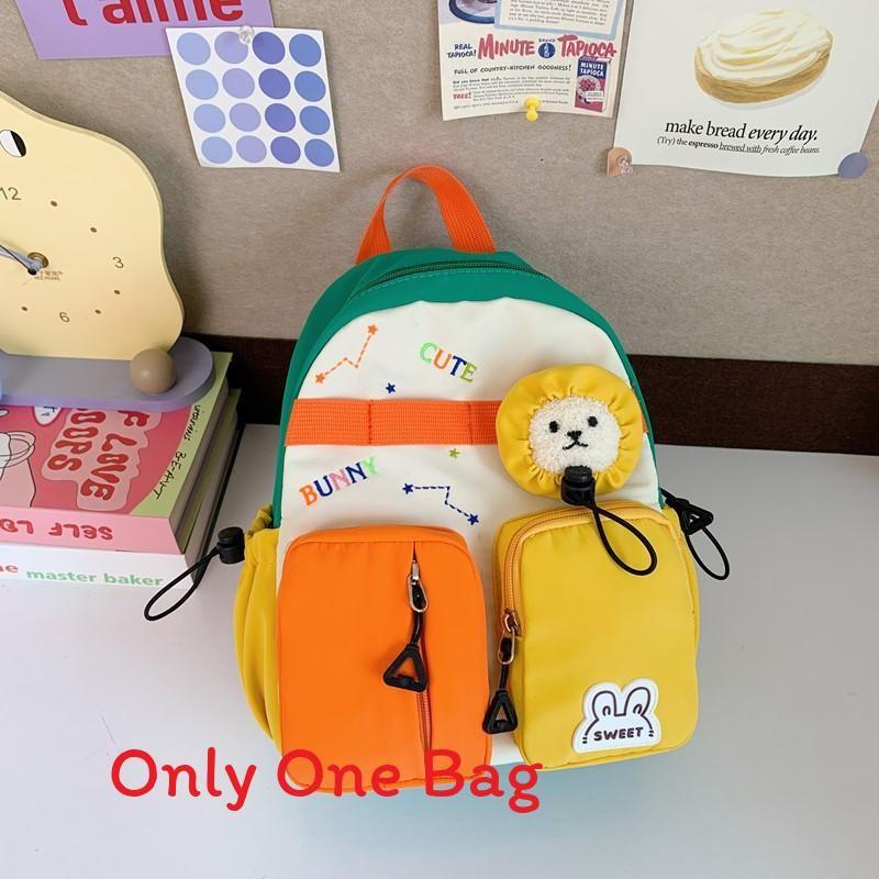 Kids Cartoon Cute Letter Embroidered School Backpack With Breathable Nylon