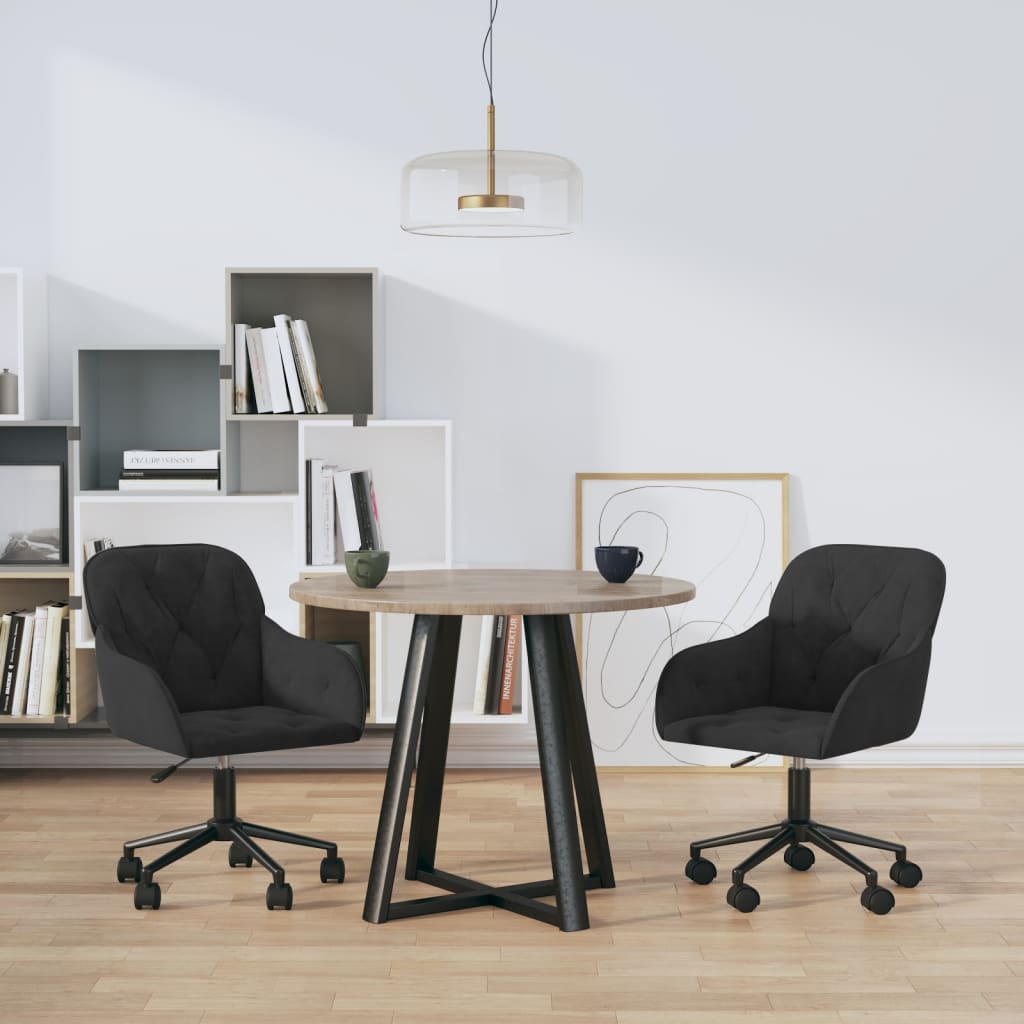 Dining Room Chairs 2 pcs Swivel Black Velvet