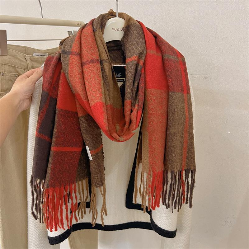 Женский шарф из пашмины, однотонный зимний кашемировый шарф, женские длинные шарфы, палантины для женщин