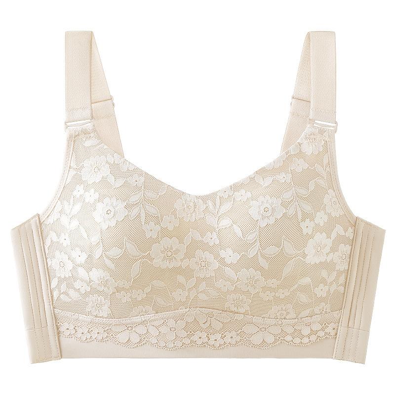 Large breasts show small underwear Women's thin lace Comfortable and breathable breast No steel ring Large size full cup bra bra