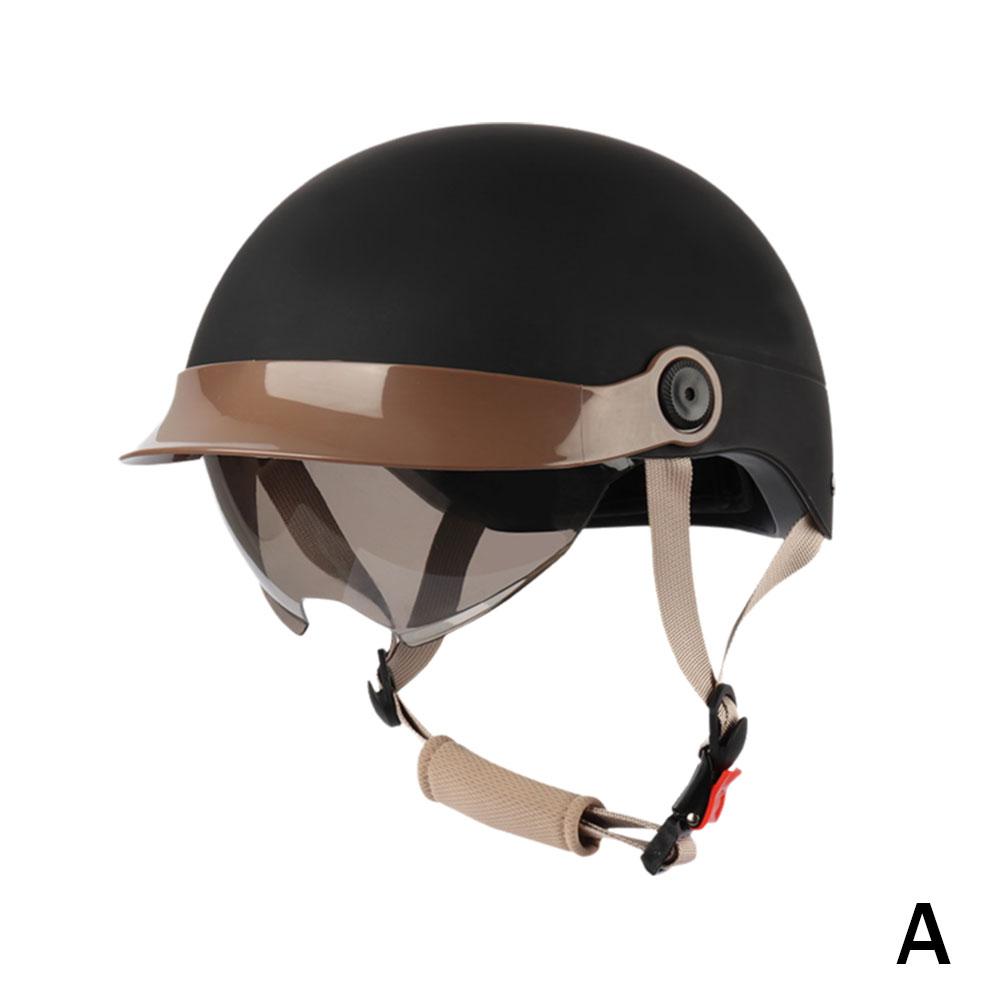 Retro Half Helmet Male Battery Electric Locomotive Classic Helmet Vehicle Helmet Seasons General Four Motorcycle Safety Ele K1N4