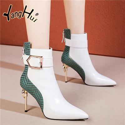 Туфли-лодочки с острым носком и тонким каблуком 2024 года, новые модные ботильоны на молнии в американском стиле для женщин, весна-осень