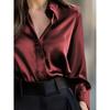 Women S Long Sleeve V Neck Button Down Solid Color Elegant Blouse