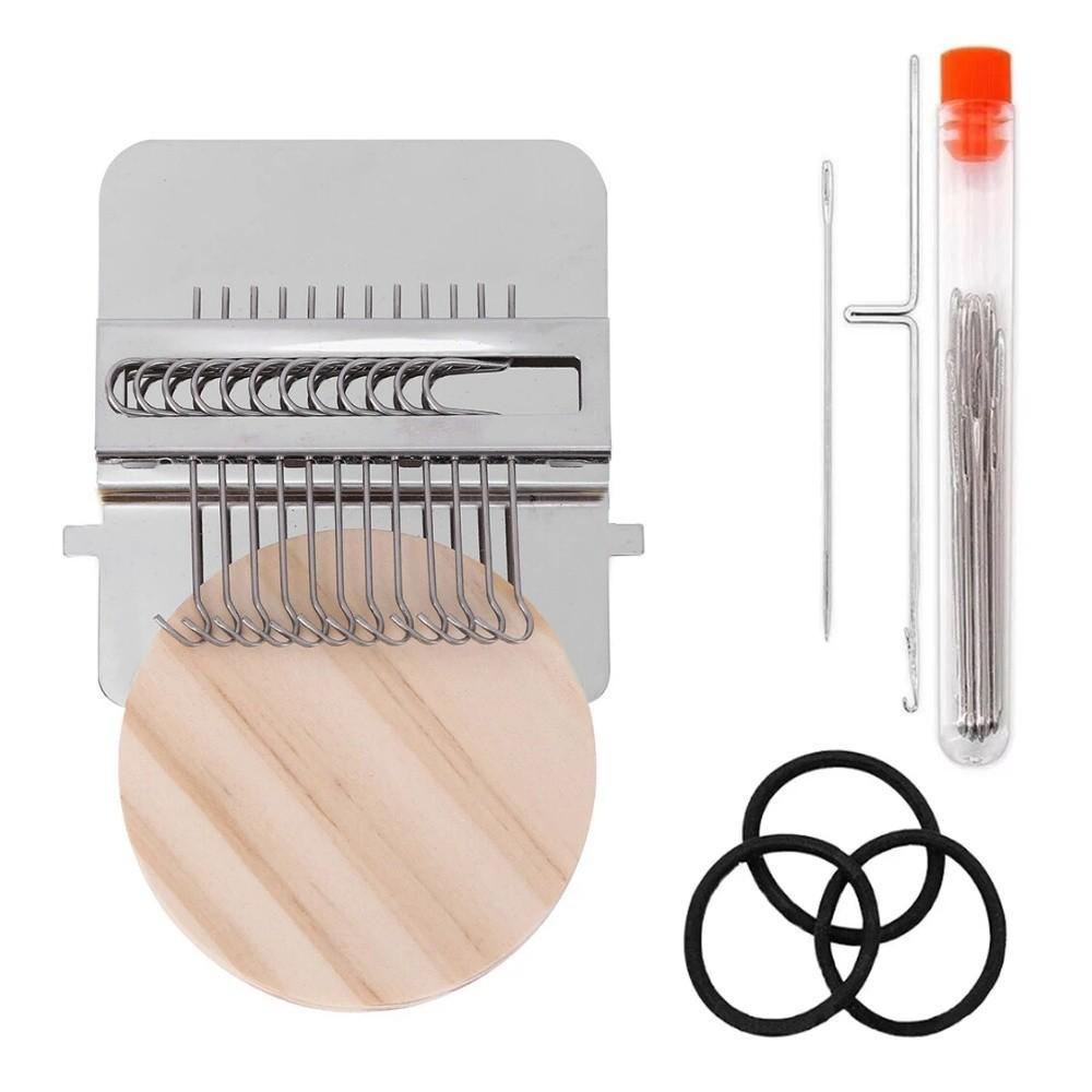 Деревянная рама Мини-ткацкий станок Металлический инструмент Мини-размер Вязальная машина DIY Рукоделие 12/14 крючков Маленький ткацкий станок Латание носков