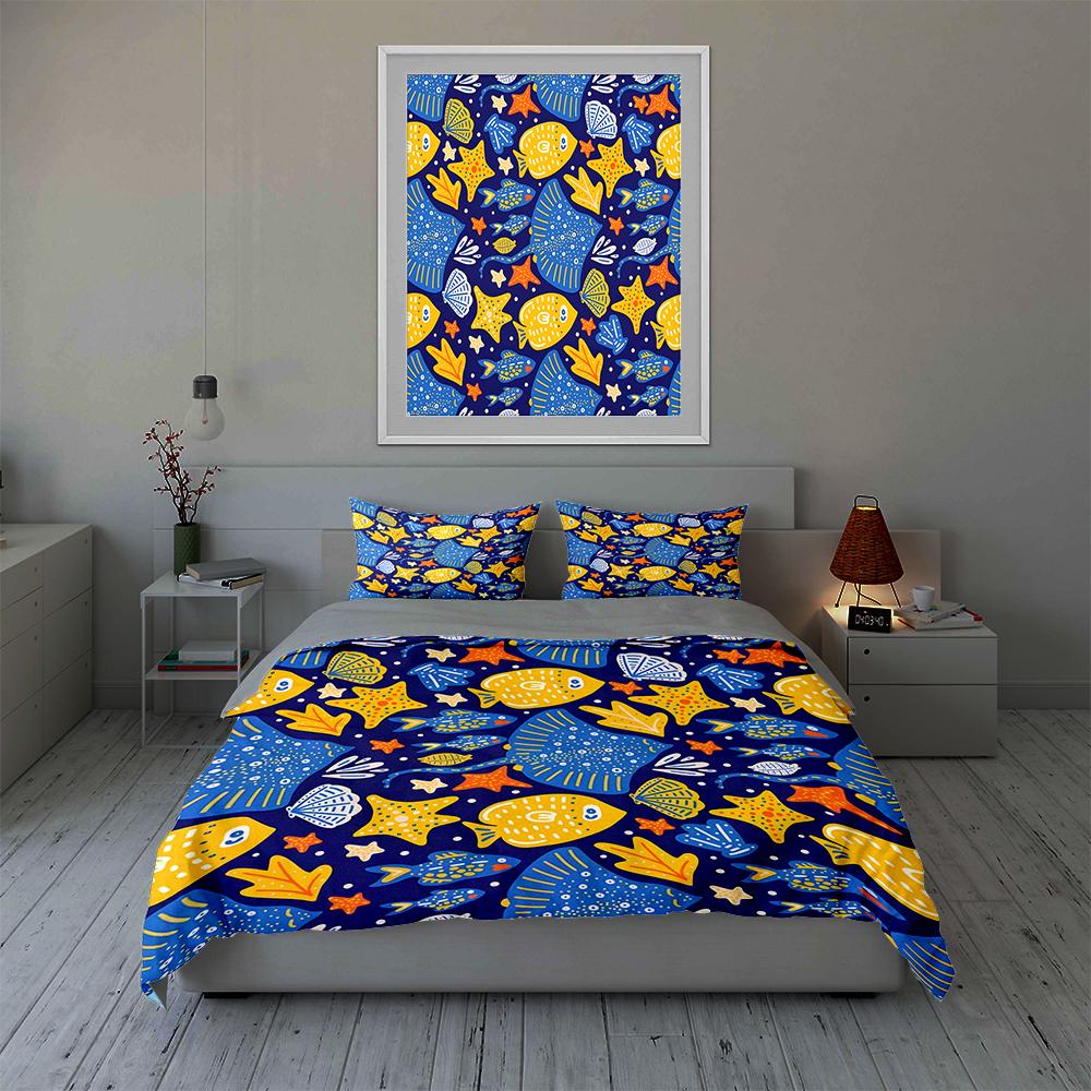 Colorful marine design. Bedding Duvet cover sets Duvet covers Pillowcases gifts (1 * Duvet Cover 2 * Pillowcases, without duvet insert)
