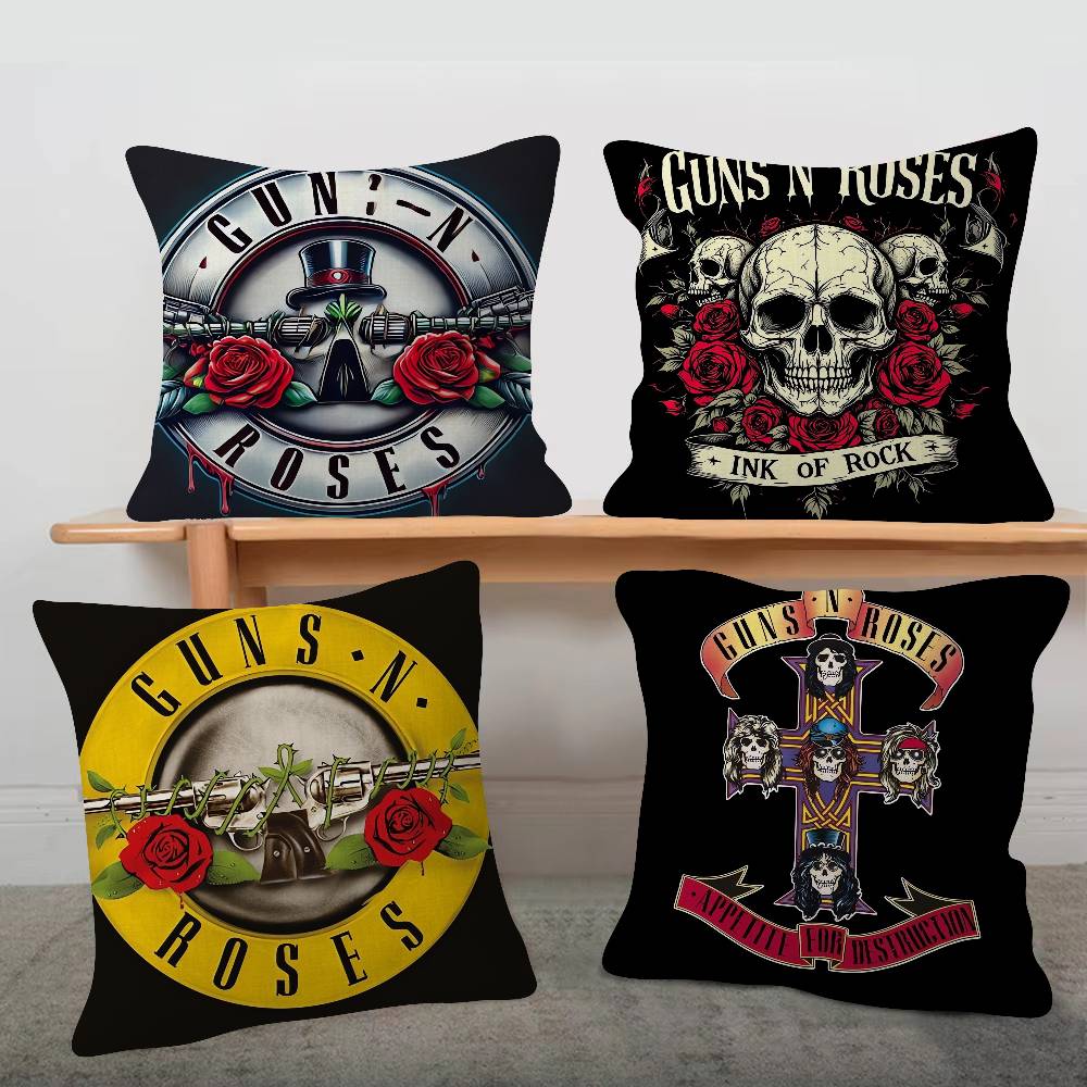 Rock Band Guns N Roses Cute Cartoon L Game Cushion Cover Pillowcase Upholstery Sofa Throw Pillow Home Decor Pillowcas