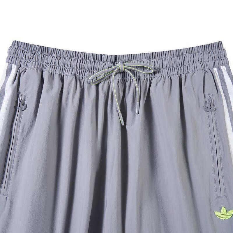 Adidas Retro Sports Side Stripe Breathable Mid-Waist Quick-Dry Lightweight Lace-Up Casual Pants Men Pants Light-Gray JI7238