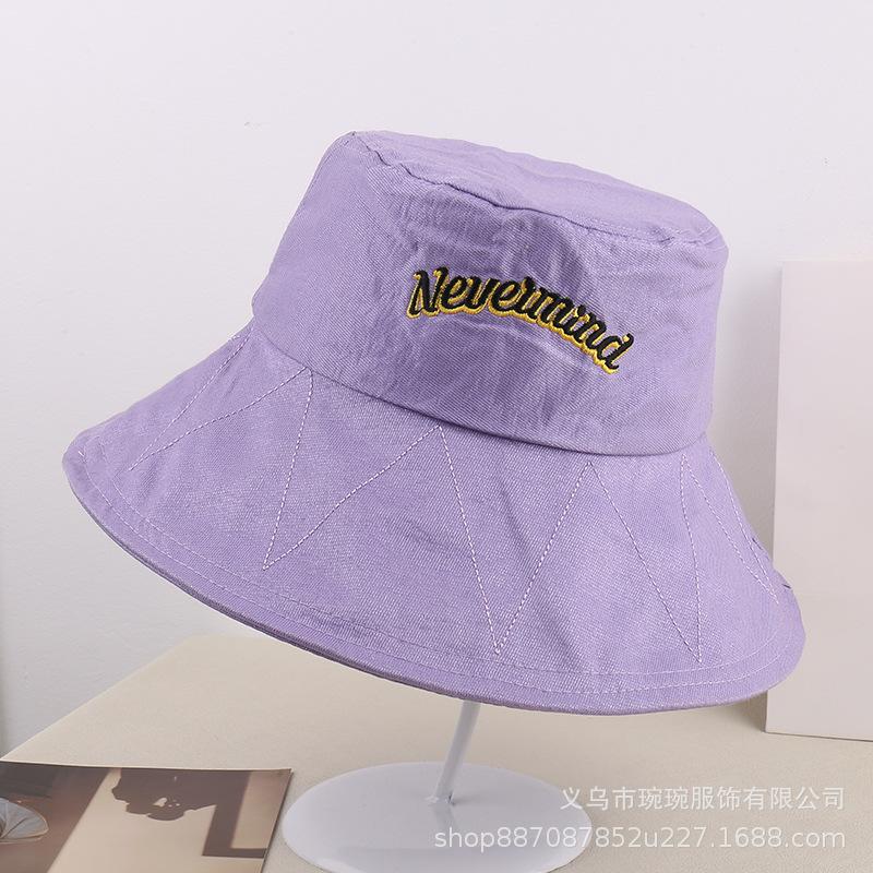 Letter embroidered fisherman hat women outdoor eaves sunshade sun hat leisure beach vacation sun hat