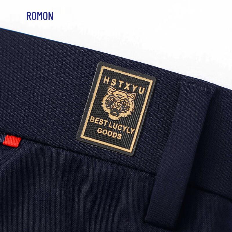 ROMON Мужские эластичные брюки прямого кроя в стиле business casual