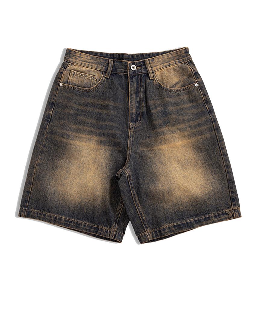 UNDEROFF Vintage Washed Bermuda Denim Pants Dust Yellow