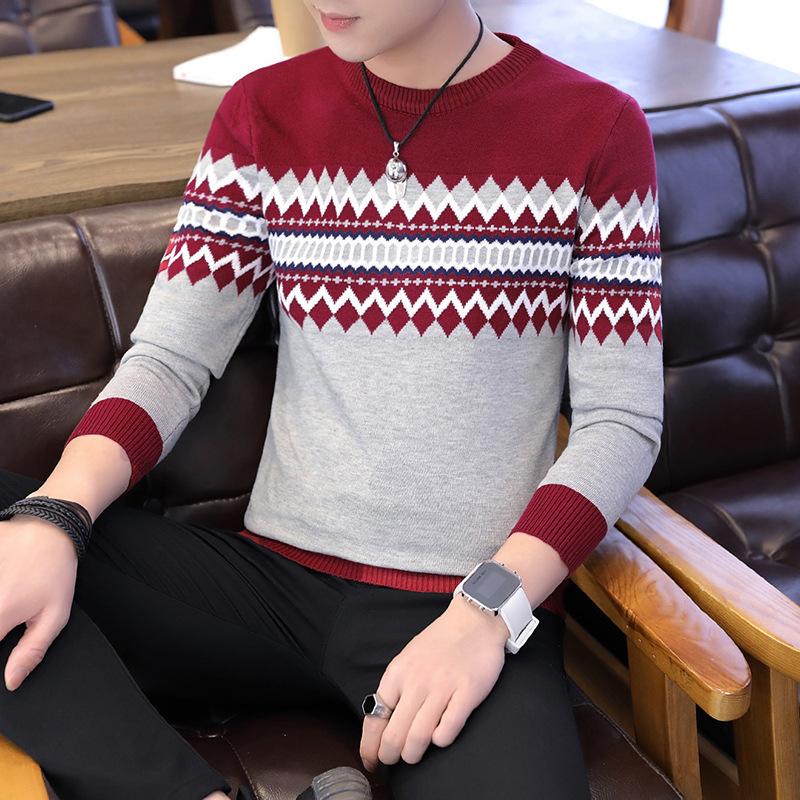 Men Slim Fit Round Neck Thin Knit Pullover For Young Students