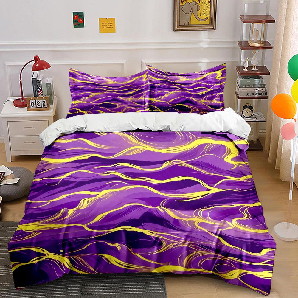 Purple and Yellow Marble Bedding Bedding Duvet Cover Set Duvet Cover Pillowcases (1 * Duvet Cover 2 * Pillowcases, without duvet insert)