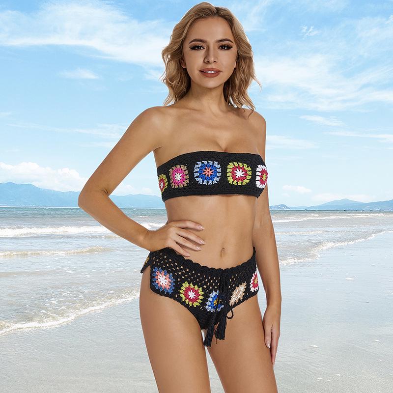 Handmade Crochet Small Square Bikini Set Swimsuit