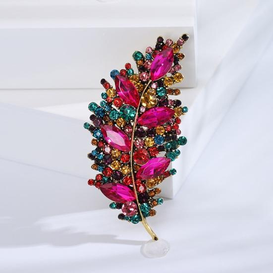 Creative Shining Rhinestones Lapel Shape Pin Brooch Clothes Leaves Shawl Hat Badge Accessories Party