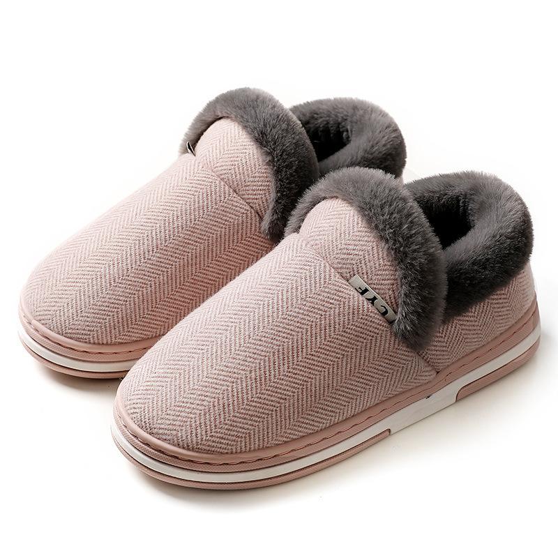 Модные хлопковые тапочки женские осенние и зимние домашние теплые плюшевые тапочки на толстой подошве мужские теплые хлопковые тапочки для дома