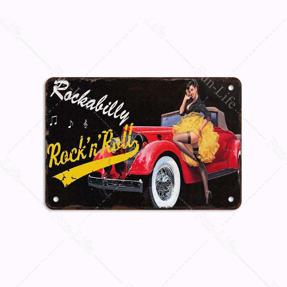 Гараж Классика Винтаж Красивая Девушка Металлическая Табличка Ретро Оловянная Вывеска Железная Живопись Бар Клуб Искусство Домашний Настенный Декор Плакат 20x30 см