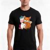 Unicorn And Fox Cute Hug Cuddle Animals Tshirt Summer Casual Cotton Tee Oversized Streetwear Tops Vintage Graphic Print