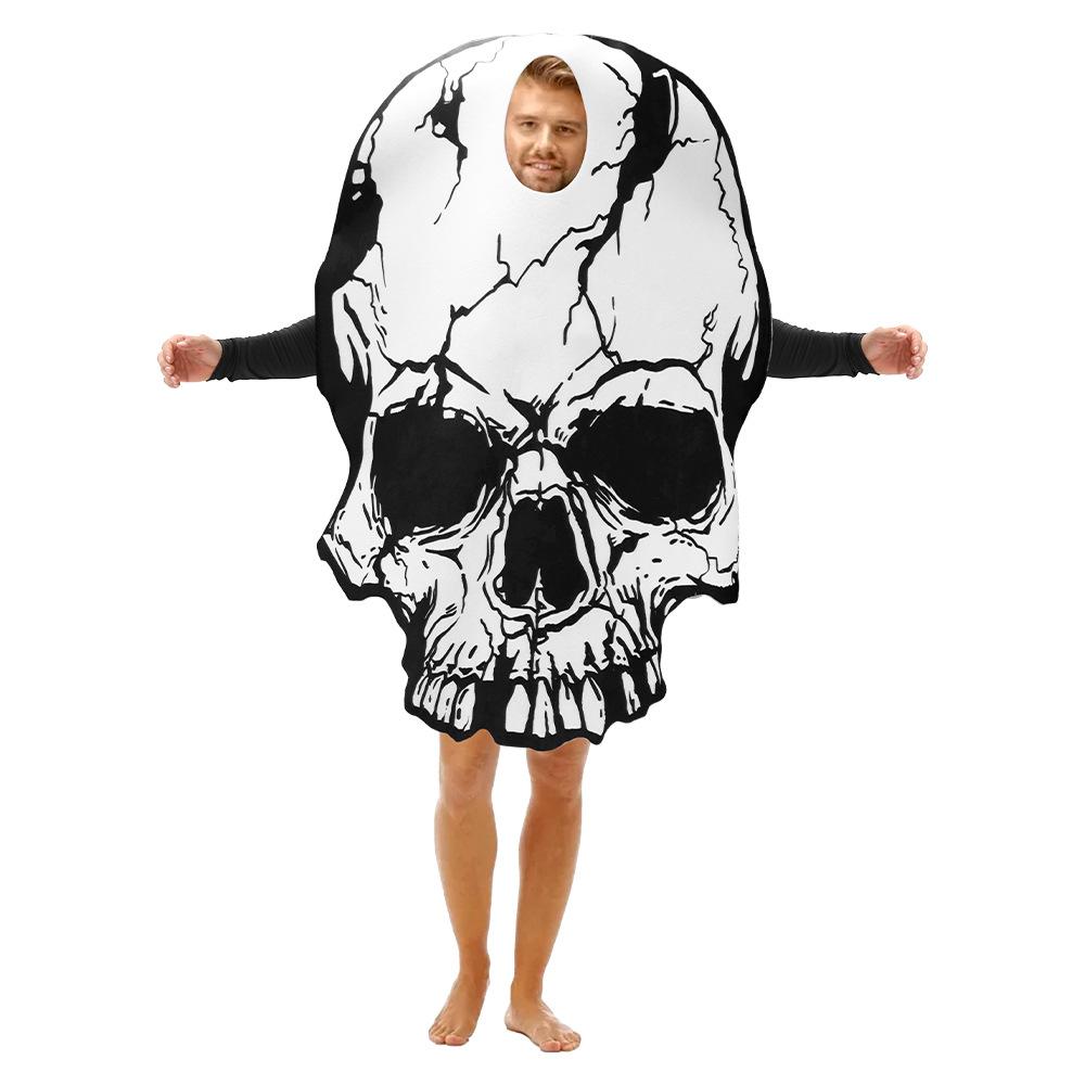 Halloween Skull Costume for Adults, Printed Performance Outfit, Cosplay Scary Fancy Dress