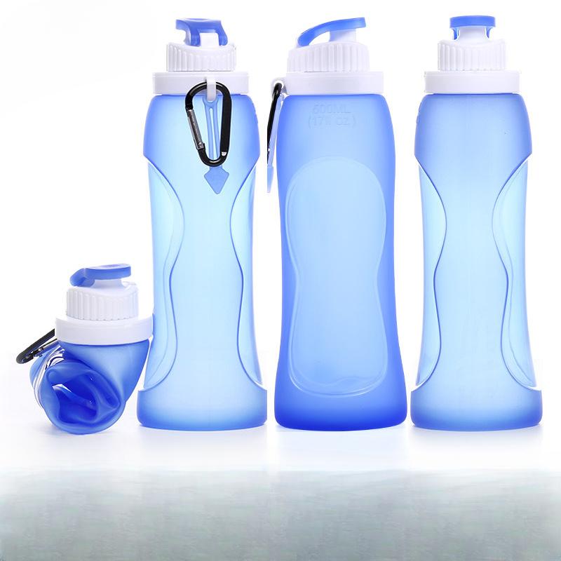 Folding Portable Traveling Cup Food-grade 500ml Silicone Water Bottle Heat-resistant Water Cup Outdoor Use Active Biking Kettle