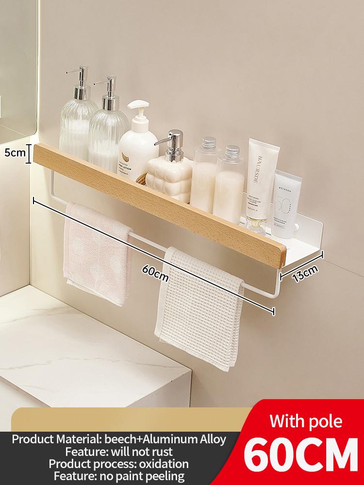 Wood Aluminum Waterproof for Bathroom Shelf Shelves Shampoo Makeup Storage Holder Accessories Kitchen Sorage Bath Accessories