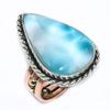 Натуральный ларимар 925 пробы стерлинговое серебро двухцветное подарочное кольцо р.7 l1K69