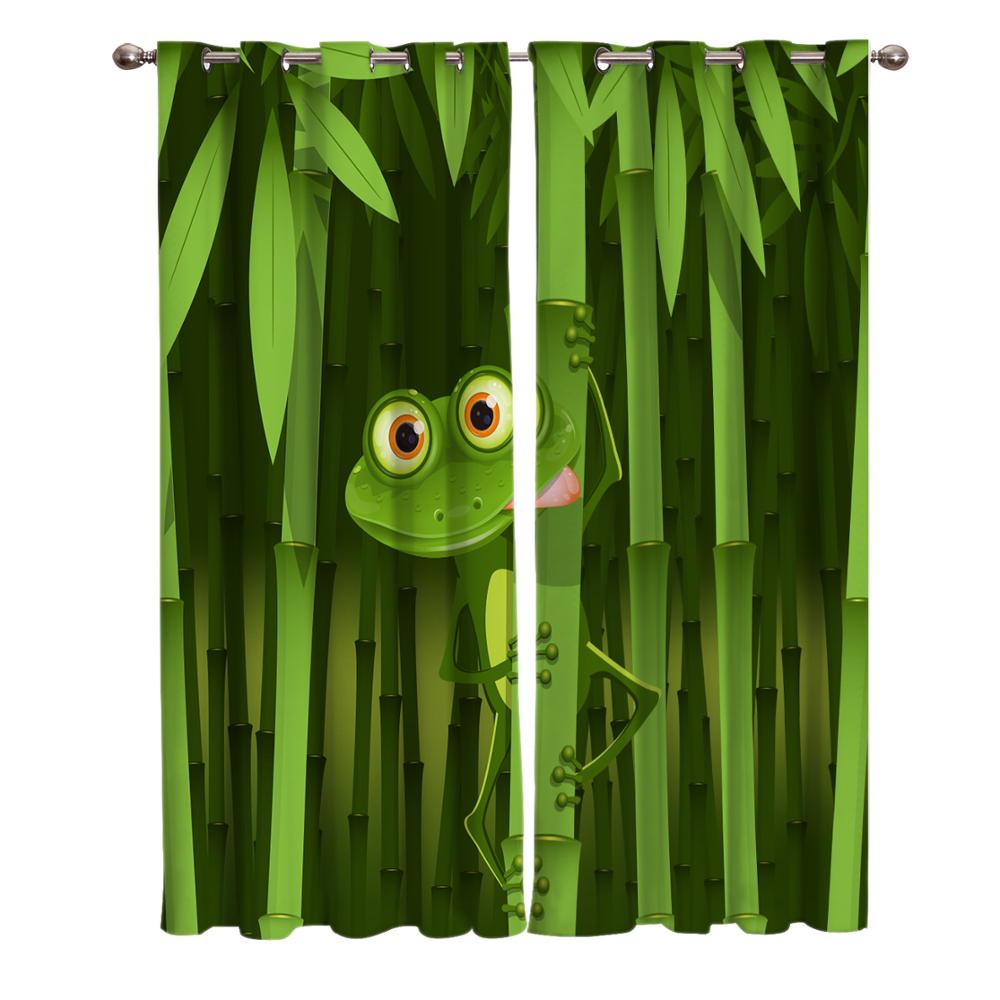 Bamboo And Frog Window Curtains Curtains for Living Room Decorative Items Living Room