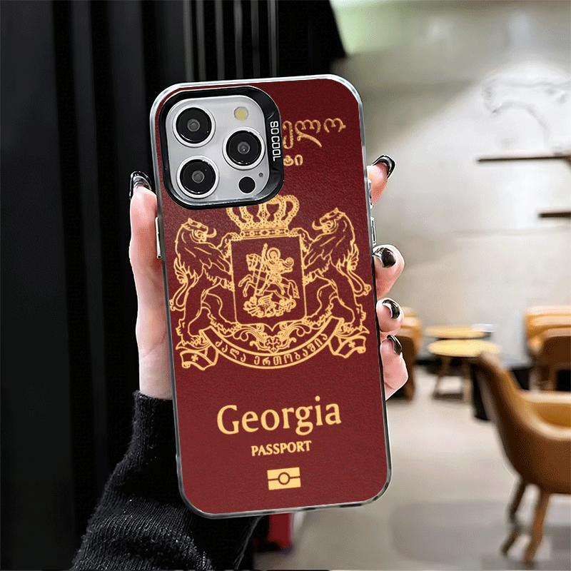 Ударопрочный чехол для телефона с флагом паспорта Грузии для iPhone 17 Air 16 16E 15 Pro Max 14 Plus 13 Mini 12 Задняя крышка Anti Fall Fundas
