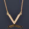 True Gold Plating Diamond V -shaped Pendant Clavicle Chain Rose Gold Necklace Female