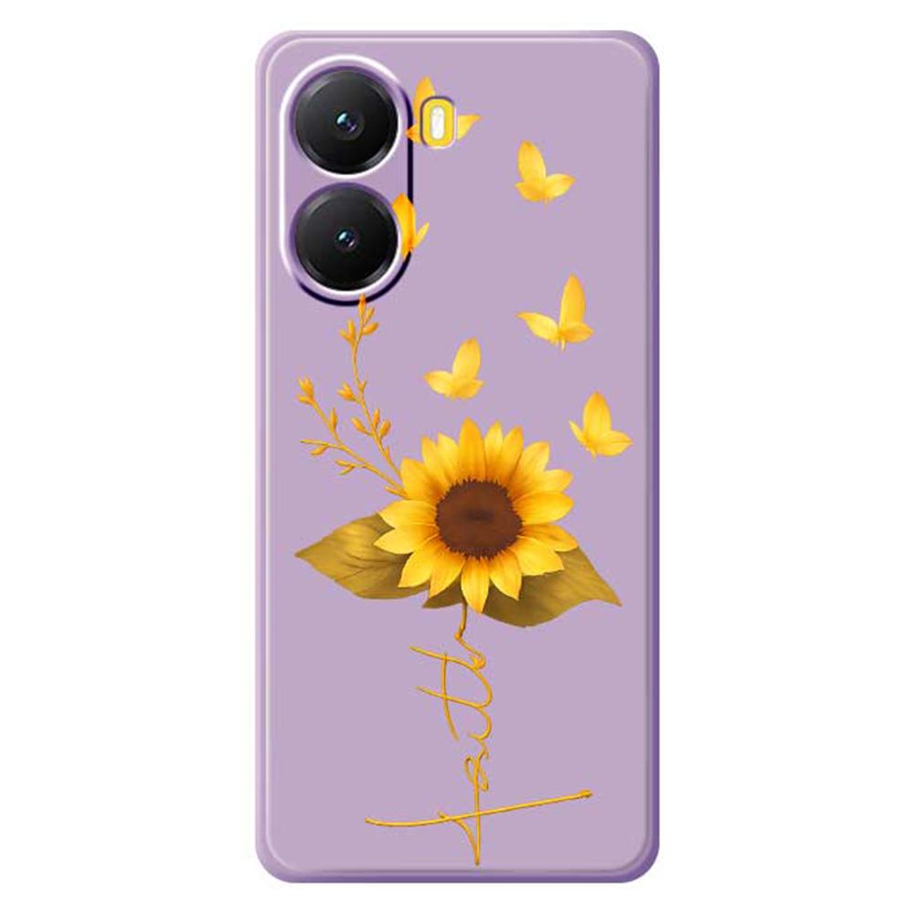 For Xiaomi Redmi Turbo 4 5G/Poco X7 Pro 5G Case Golden Butterfly Sunflower Pattern Printing Straight Edge TPU Phone Back Cover