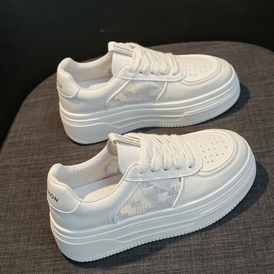 Кожаные сетчатые дышащие белые туфли, детские летние новые универсальные туфли на толстой подошве, увеличивающие рост, повседневная спортивная обувь