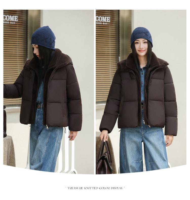 Women's Winter 2026 Korean Style Short Down Jacket - Two-Piece Hooded Patchwork Puffer Coat