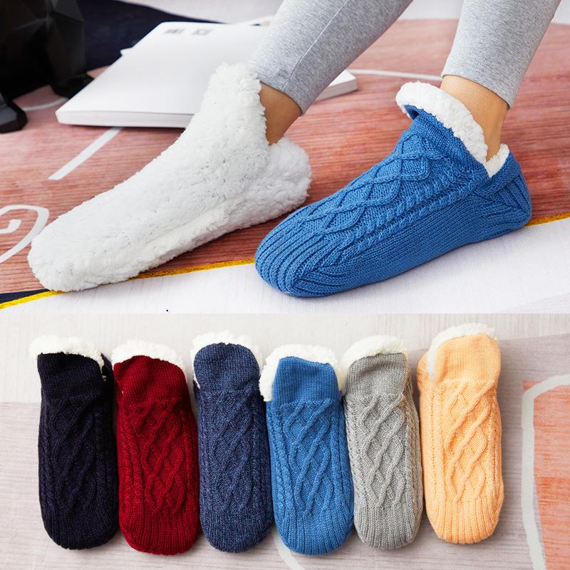 Men Women's Winter Super Soft Warm Floor Sock Cozy Fuzzy Fleece-Lined with Grippers Slipper Socks Floorshoes