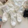 Женские носки однотонные черные белые кружевные носки с оборками в стиле Лолиты, летние тонкие носки в японском стиле Kawaii для милых девушек, милые короткие носки для женщин