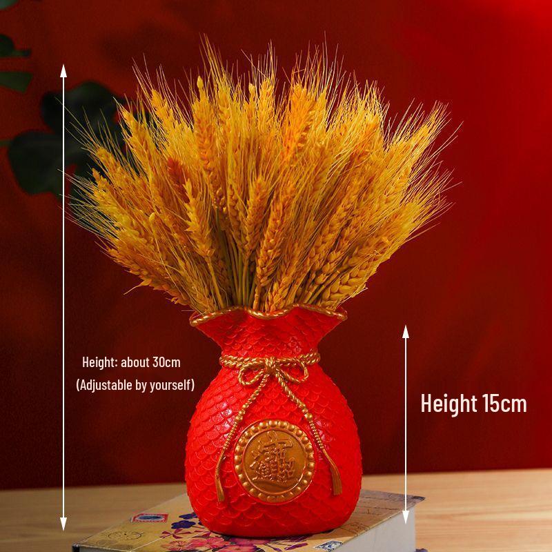 Ваза в виде мешка с золотой пшеницей - Настольное украшение для дома или офиса