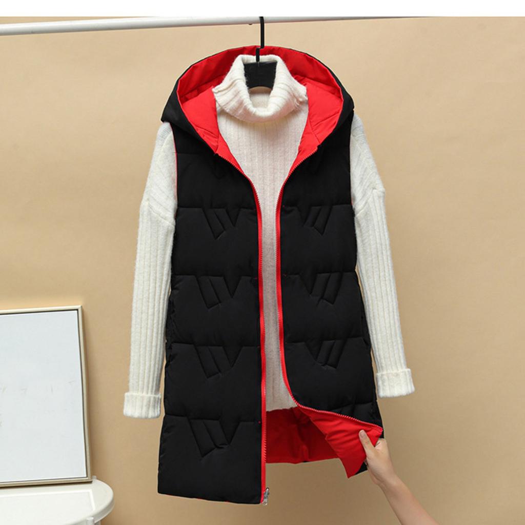 Женская повседневная однотонная двусторонняя легкая хлопковая куртка с капюшоном, жилет