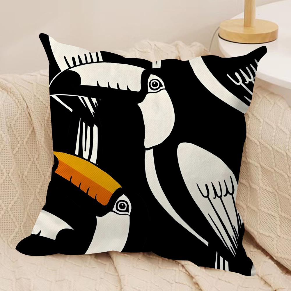 Cool Toucan Cushion Cover Soft Plush Fabric DoubleSided Printed Sofa Cushion Cover for All Seasons Home Decor Gift