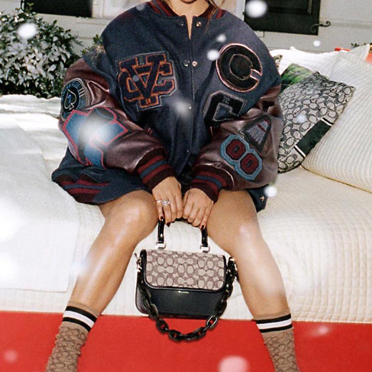 Новая тканевая сумка через плечо COACH Rogue из перчаточной кожи, сумка-кроссбоди, женская сумка-тоут, цвет тауп и черный CA215-LHUW7