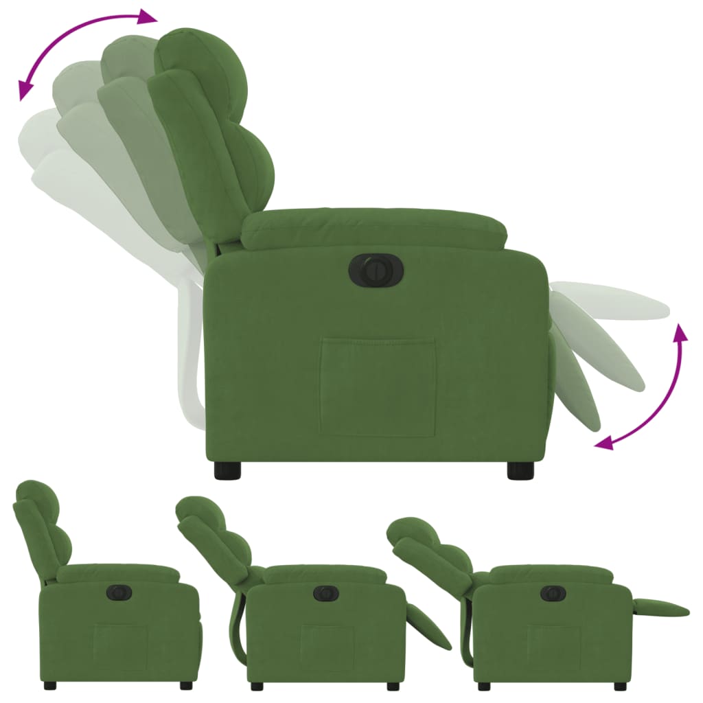 Electric Recliner Light Green Velvet
