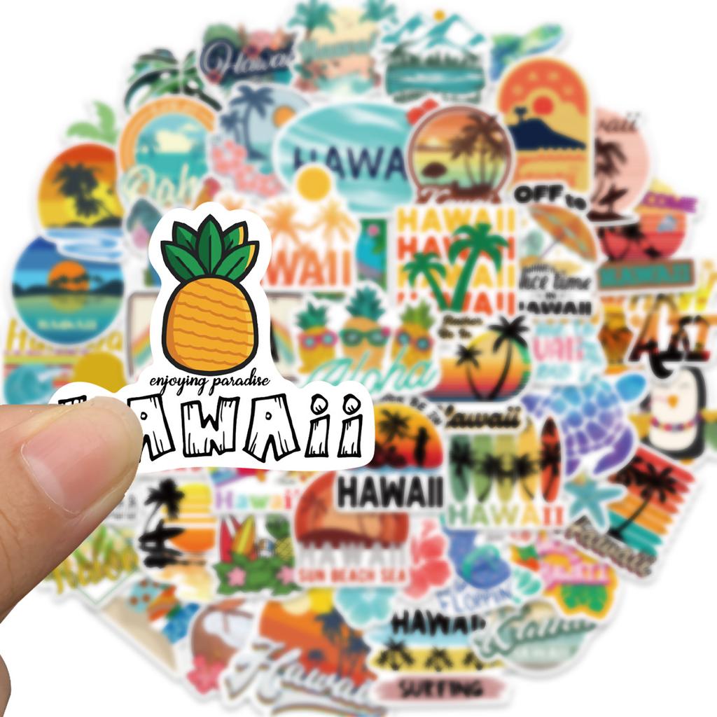 50 Hawaiian Summer Style Graffiti Stickers Decorative Guitar Notes Suitcase DIY Waterproof