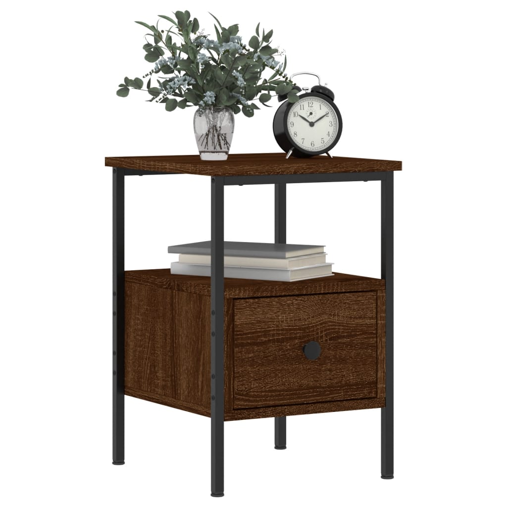Nightstand Brown Oak Effect 34 x 36 x 50 cm Engineered Wood