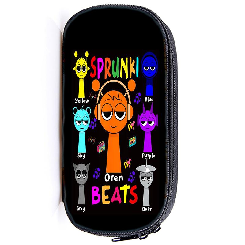 Сумка для хранения ручек Sprunki Incredibox Пенал для детей Многофункциональные косметические принадлежности для учебы Простые канцелярские принадлежности для мальчиков и девочек