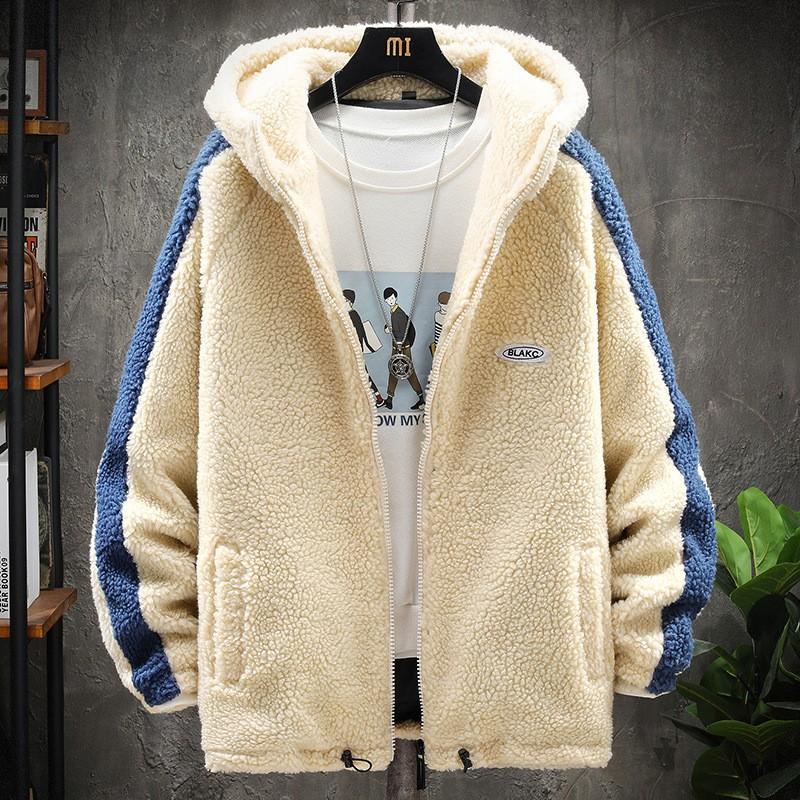 Открытое повседневное теплое хлопковое пальто Мужская бархатная корейская версия Модная зимняя крутая куртка