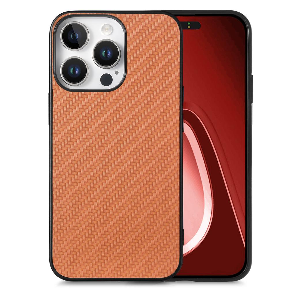 Для iPhone 16 Pro Чехол Текстура углеродного волокна ПУ+ПК+ТПУ Чехол для телефона